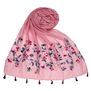 Designer Diamond Cotton Women's  Stole - Pink